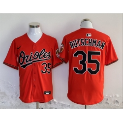 Men Baltimore Orioles 35 Adley Rutschman Orange 2024 With Patch Cool Base Stitched Baseball Jersey