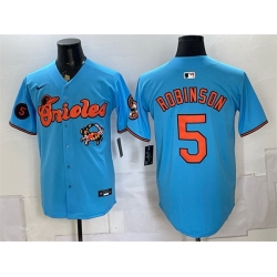 Men Baltimore Orioles  5 Brooks Robinson Blue With Patch Vapor Premier Limited Stitched Baseball Jersey