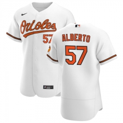 Men Baltimore Orioles 57 Hanser Alberto Men Nike White Home 2020 Flex Base Player MLB Jersey