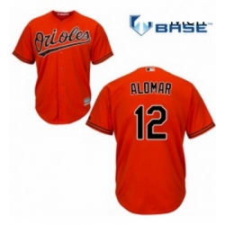 Mens Majestic Baltimore Orioles 12 Roberto Alomar Replica Orange Alternate Cool Base MLB Jersey 