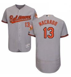 Mens Majestic Baltimore Orioles 13 Manny Machado Grey Road Flex Base Authentic Collection MLB Jersey