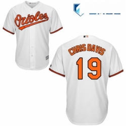 Mens Majestic Baltimore Orioles 19 Chris Davis Replica White Home Cool Base MLB Jersey