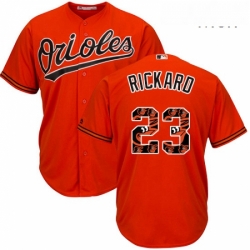 Mens Majestic Baltimore Orioles 23 Joey Rickard Authentic Orange Team Logo Fashion Cool Base MLB Jersey