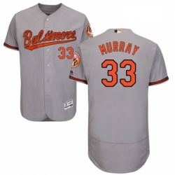 Mens Majestic Baltimore Orioles 33 Eddie Murray Grey Road Flex Base Authentic Collection MLB Jersey