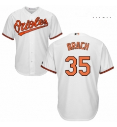Mens Majestic Baltimore Orioles 35 Brad Brach Replica White Home Cool Base MLB Jersey 