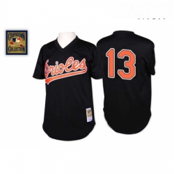 Mens Mitchell and Ness Baltimore Orioles 13 Manny Machado Replica Black Throwback MLB Jersey