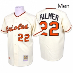 Mens Mitchell and Ness Baltimore Orioles 22 Jim Palmer Authentic Cream Throwback MLB Jersey