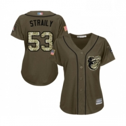 Womens Baltimore Orioles 53 Dan Straily Authentic Green Salute to Service Baseball Jersey 