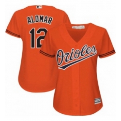 Womens Majestic Baltimore Orioles 12 Roberto Alomar Replica Orange Alternate Cool Base MLB Jersey 