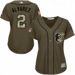 Womens Majestic Baltimore Orioles 2 Pedro Alvarez Authentic Green Salute to Service MLB Jersey 