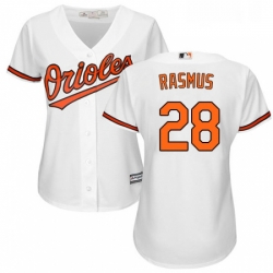 Womens Majestic Baltimore Orioles 28 Colby Rasmus Replica White Home Cool Base MLB Jersey 