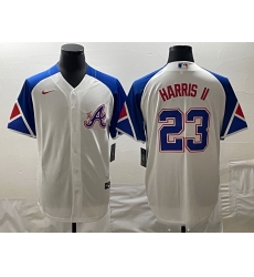 MLB Braves 23 Harris II White City Connect Cool Base Men Jersey 5