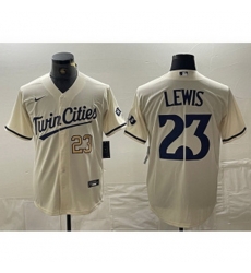 MLB Twins 23 Lewis Cream Nike Cool Base Men Jersey