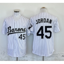 Men Birmingham Barons 45 Michael Jordan White Throwback Stitched Baseball Jersey