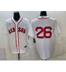 Men Boston Red Sox  26 Wade Boggs White No Name Cool Base Stitched Baseball Jersey