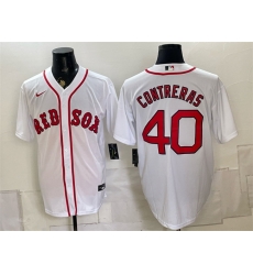 Men Boston Red Sox 40 Willson Contreras White Cool Base Stitched Baseball Jersey Men Boston Red Sox 40 Willson Contreras White Cool Base Stitched Baseball Jersey