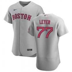 Men Boston Red Sox 77 Robinson Leyer Men Nike Gray Road 2020 Flex Base Team MLB Jersey