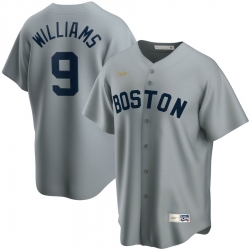 Men Boston Red Sox 9 Ted Williams Nike Road Cooperstown Collection Player MLB Jersey Gray