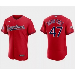 Men Cleveland Guardians 47 Cal Quantrill Red Flex Base Stitched Jersey