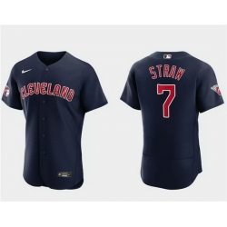 Men Cleveland Guardians 7 Myles Straw Navy Flex Base Stitched Jersey