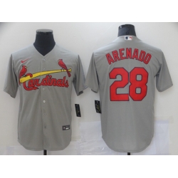 Men Nike St.Louis Cardinals Nolan Arenado 28 Gray Nike Cool Base Jersey