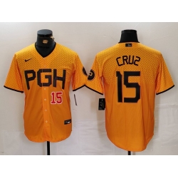 Men Pittsburgh Pirates 15 Oneil Cruz Gold City Connect Stitched Jersey 2