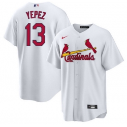 Men St  Louis Cardinals 13 Juan Yepez White Cool Base Stitched Jersey