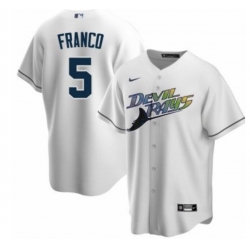 Men Tampa Bay Devil Rays 5 Wander Franco White Cool Base Stitched Jersey