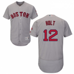 Mens Majestic Boston Red Sox 12 Brock Holt Grey Road Flex Base Authentic Collection MLB Jersey