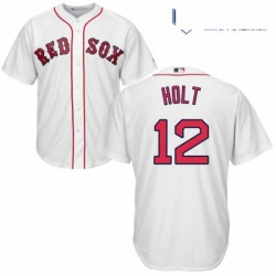 Mens Majestic Boston Red Sox 12 Brock Holt Replica White Home Cool Base MLB Jersey