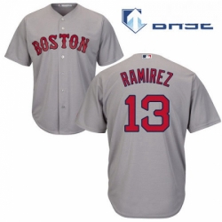 Mens Majestic Boston Red Sox 13 Hanley Ramirez Replica Grey Road Cool Base MLB Jersey