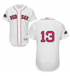 Mens Majestic Boston Red Sox 13 Hanley Ramirez White Home Flex Base Authentic Collection 2018 World Series Jersey 