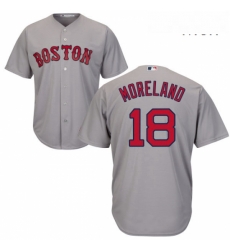 Mens Majestic Boston Red Sox 18 Mitch Moreland Replica Grey Road Cool Base MLB Jersey