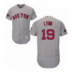 Mens Majestic Boston Red Sox 19 Fred Lynn Grey Road Flex Base Authentic Collection 2018 World Series Jersey