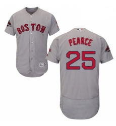 Mens Majestic Boston Red Sox 25 Steve Pearce Grey Road Flex Base Authentic Collection 2018 World Series Jersey