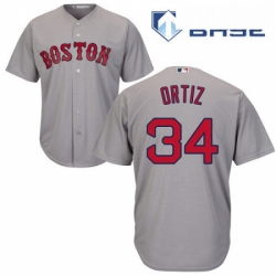 Mens Majestic Boston Red Sox 34 David Ortiz Replica Grey Road Cool Base MLB Jersey