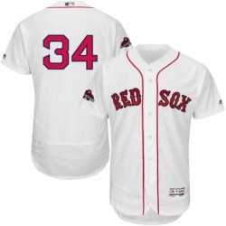 Mens Majestic Boston Red Sox 34 David Ortiz White Home Flex Base Authentic Collection 2018 World Series Jersey