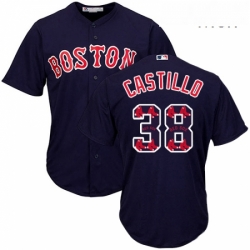 Mens Majestic Boston Red Sox 38 Rusney Castillo Authentic Navy Blue Team Logo Fashion Cool Base MLB Jersey