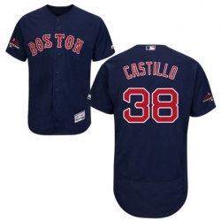 Mens Majestic Boston Red Sox 38 Rusney Castillo Navy Blue Alternate Flex Base Authentic Collection 2018 World Series Jersey