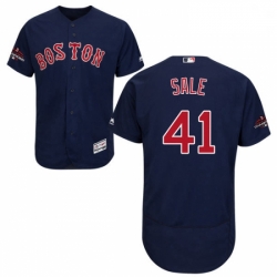 Mens Majestic Boston Red Sox 41 Chris Sale Navy Blue Alternate Flex Base Authentic Collection 2018 World Series Jersey