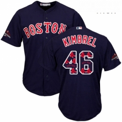 Mens Majestic Boston Red Sox 46 Craig Kimbrel Authentic Navy Blue Team Logo Fashion Cool Base 2018 World Series Champions MLB Jersey