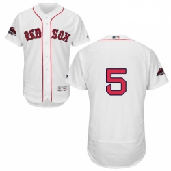 Mens Majestic Boston Red Sox 5 Nomar Garciaparra White Home Flex Base Authentic Collection 2018 World Series Jersey