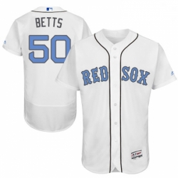 Mens Majestic Boston Red Sox 50 Mookie Betts Authentic White 2016 Fathers Day Fashion Flex Base MLB Jersey 