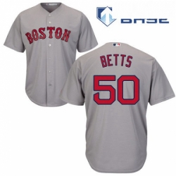 Mens Majestic Boston Red Sox 50 Mookie Betts Replica Grey Road Cool Base MLB Jersey