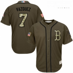 Mens Majestic Boston Red Sox 7 Christian Vazquez Replica Green Salute to Service MLB Jersey