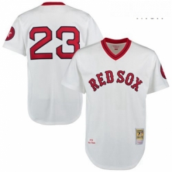 Mens Mitchell and Ness 1975 Boston Red Sox 23 Luis Tiant Authentic White Throwback MLB Jersey