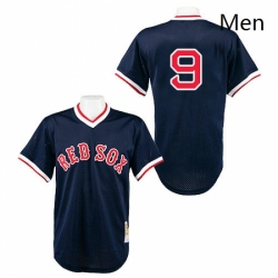 Mens Mitchell and Ness 1990 Boston Red Sox 9 Ted Williams Replica Navy Blue Throwback MLB Jersey