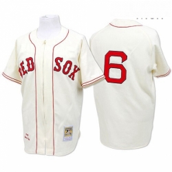 Mens Mitchell and Ness Boston Red Sox 6 Johnny Pesky Authentic Cream Throwback MLB Jersey