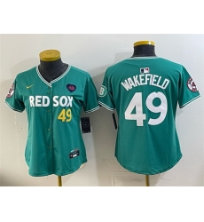 Women Boston Red Sox  49 Tim Wakefield Memorial Patch Green 2025 City Connect Limited Stitched Baseball Jersey  