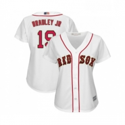 Womens Boston Red Sox 19 Jackie Bradley Jr Authentic White 2019 Gold Program Cool Base Baseball Jersey 